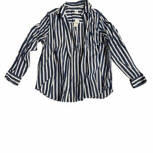 Blue and White Striped Button-Up Shirt